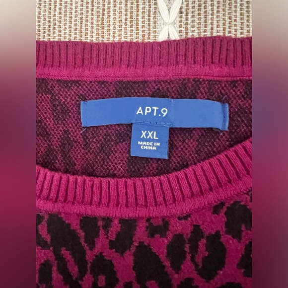 Apt 9. - neon fuchsia leopard cozy sweater - Picture 7 of 10
